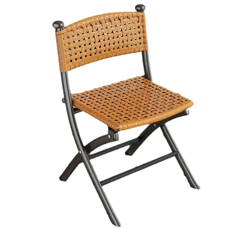 Single Rattan Garden Chairs Outdoor Folding Backrest Chair Chinese Light Luxury Leisure  Fishing Camping Chair