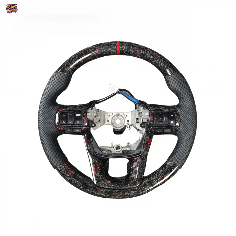 for Hilux Revo Crossover Runner Overlord Alphard Flat Bottomed RACING Leather Carbon Fiber Steering Wheel Modification