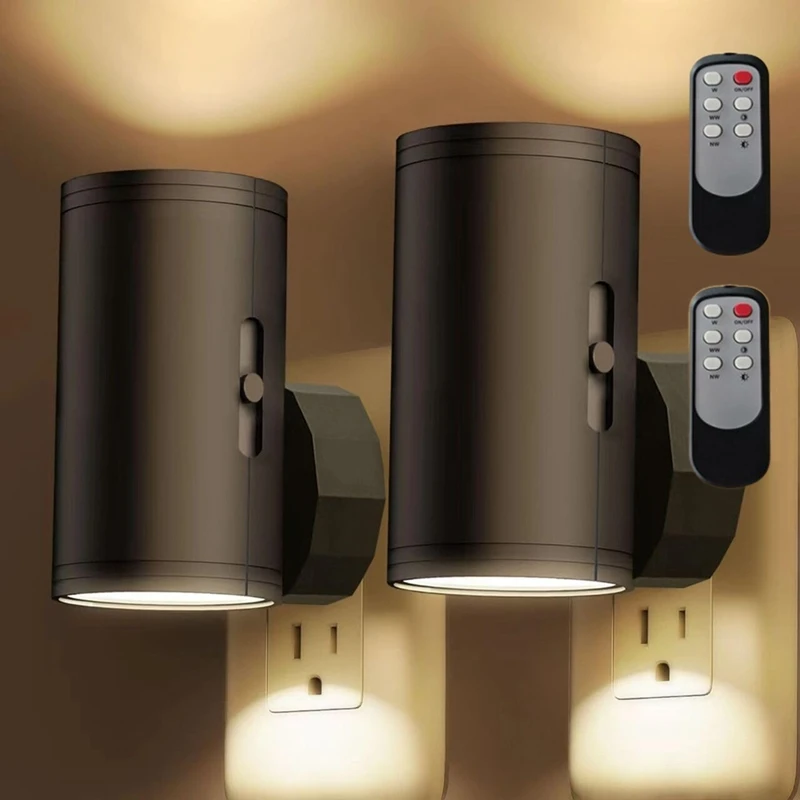 ไฟ LED กลางคืนเสียบผนัง 3 สีพร้อมรีโมทคอนโทรลหรี่แสงได้ไฟกลางคืนสําหรับห้องโถงห้องนอนบันได US Plug