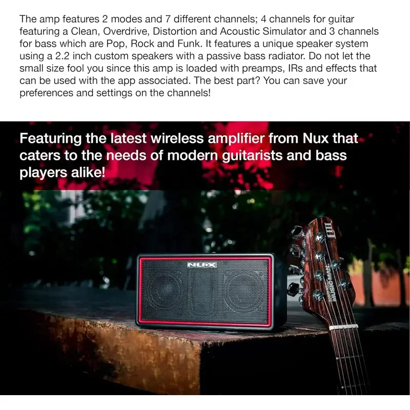 NUX Mighty Wireless Stereo Modelling Guitar/Bass Amplifier With,Mobile App