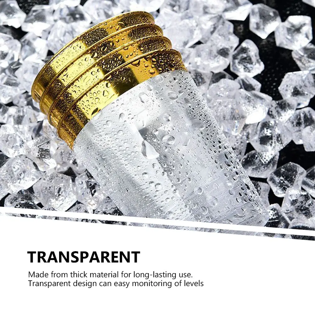 

25pcs Gold Rim Airline Cup Transparent Wine Party Cocktail Dessert Multi-Use Plastic Beverage Cups Household Decorative Small