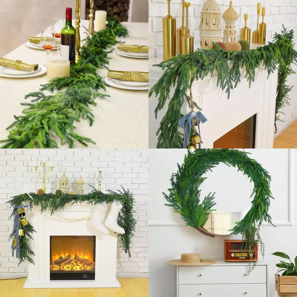 

Artificial Christmas Norfolk Pine Garlands, 80 Inches, for Holiday Seasonal Indoor Home Decor and Mantle