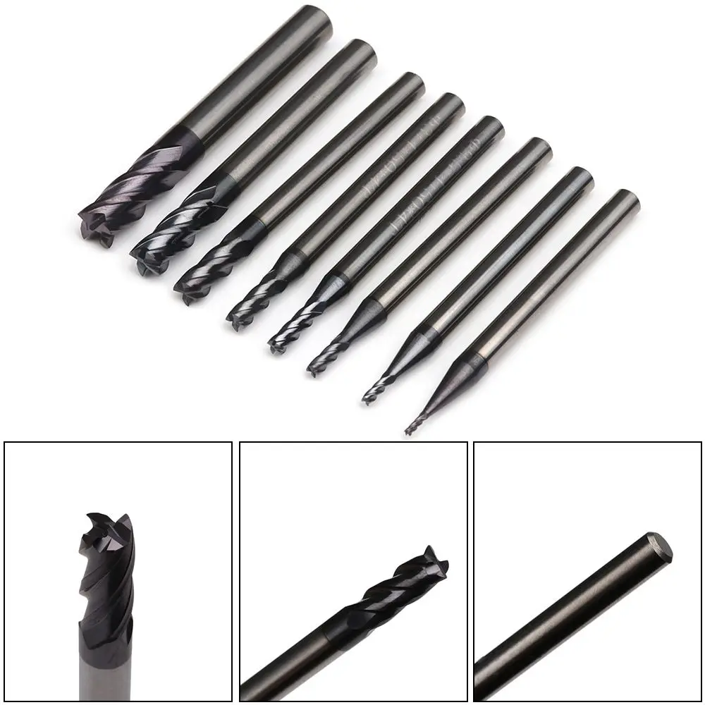 New 50mm Length 1/1.5/2/2.5/3/4/5/6mm Endmill Cutting Machine Tools 4 Flute Mill Milling Cutter