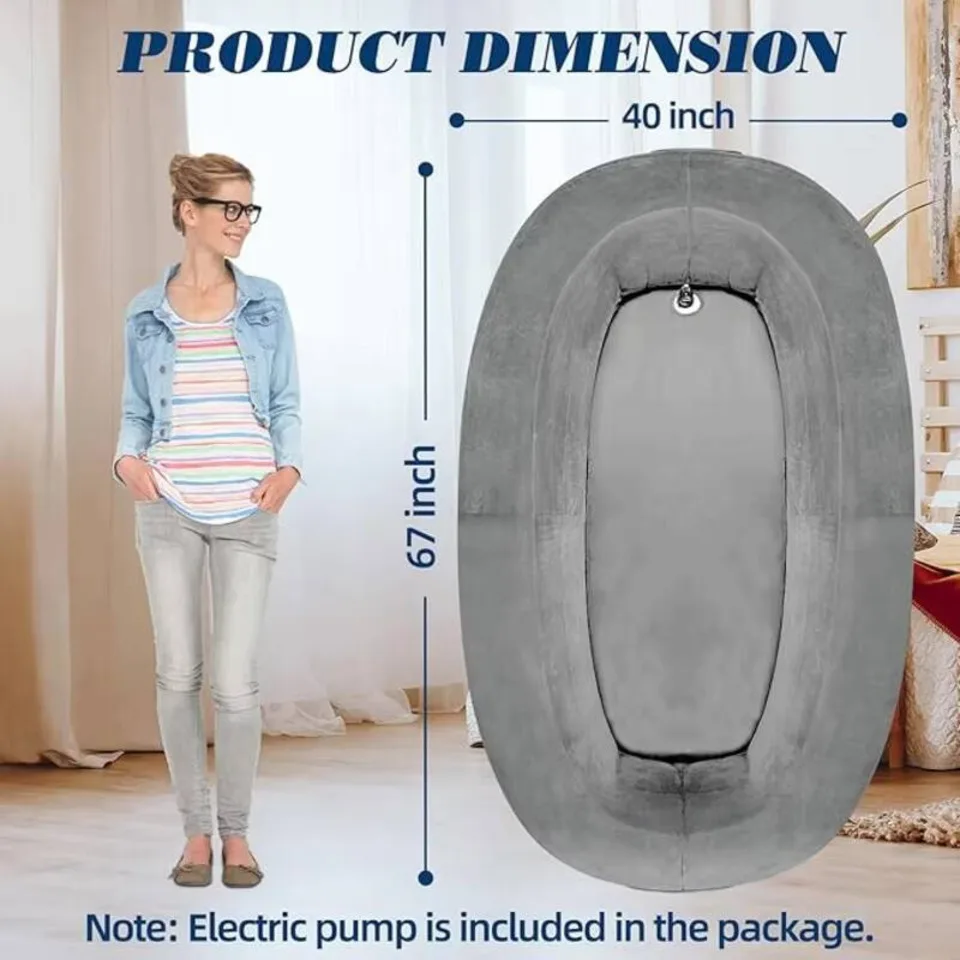 Large Inflatable Dog Bed Scratch-resistant Plush Cloth Cover Thickened Inflatable Liner Foldableable For Adults And Pets