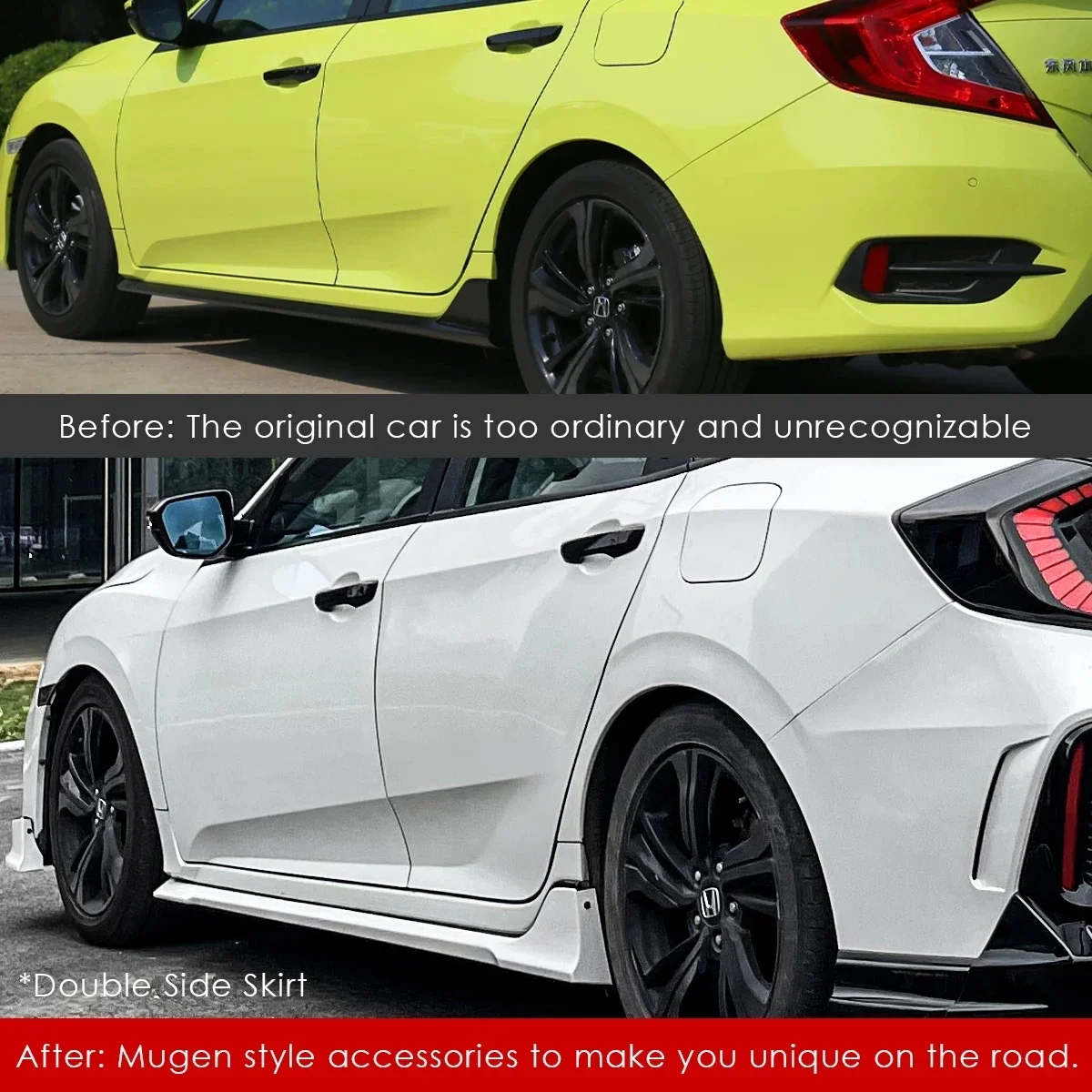 Car Body Kit Side Skirts Extension Rocker Panels Lip Splitters For Honda Civic 10th Hatchback Type R Sedan MUGEN Style Kits