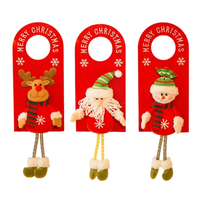 Distinctive Christmas Door Knob Decors Attractive Santa Handle Hangings Decoration for Christmas Indoor Designers