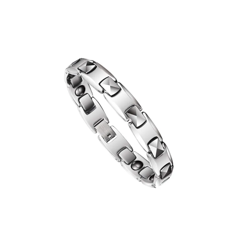 Loyal Moon Tungsten Bracelets For Men, High Polished Link For Women Scratch Proof Ceramic  Bangles, Silver Color, Customized