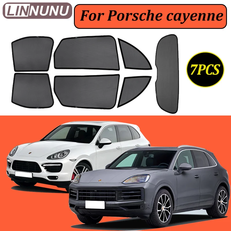 

LINNUNU For Porsche cayenne 2010-2017-2026 Magenetic Car Sunshade Windshield Curtain Side Window Sun Shade UV Protection Auto