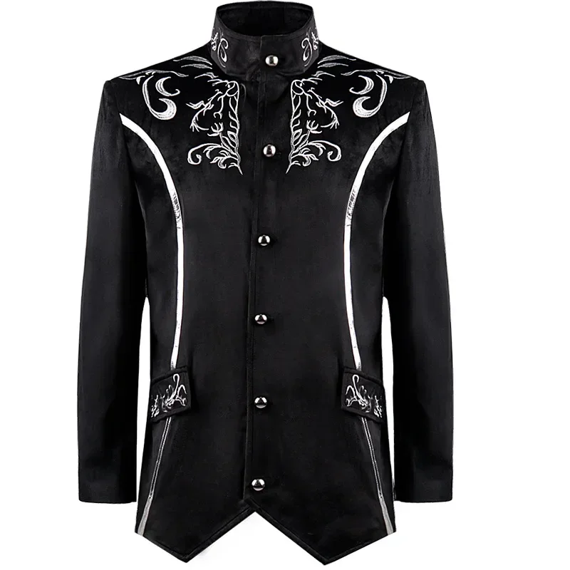 New European And American Medieval Vintage Stand-up Collar Embroidered Jacket