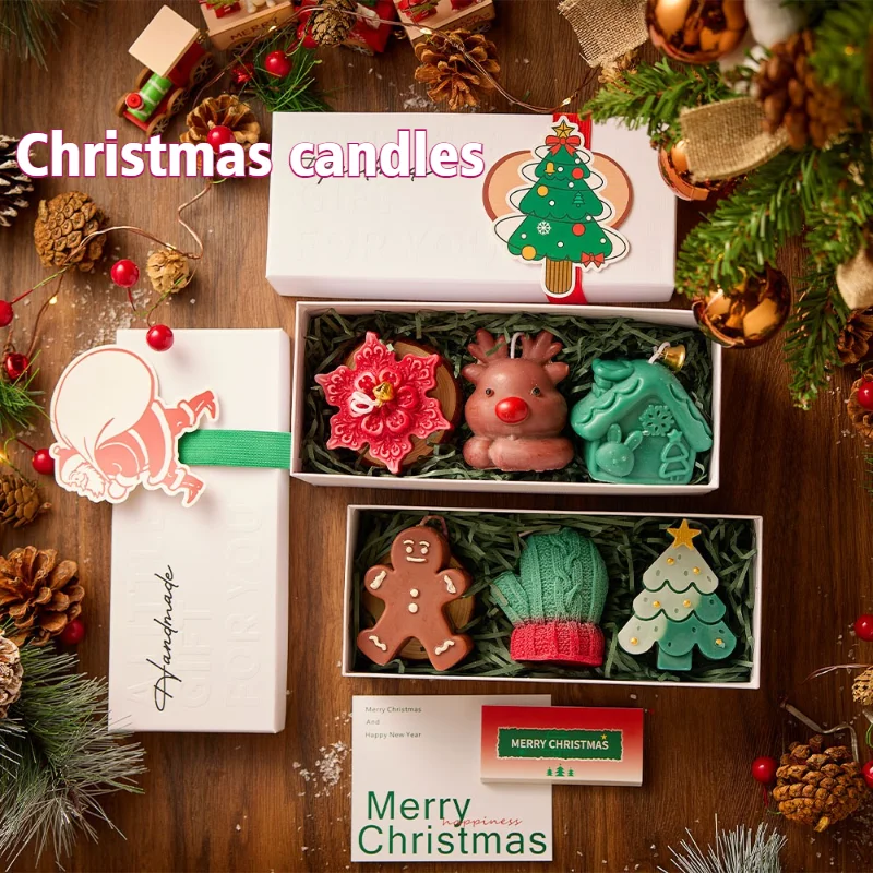 Newest Christmas Candle Creative Handmade Scented Candle High-end Christmas Tree Deer Candle Gift Box Paraffin Wax Aromatherapy
