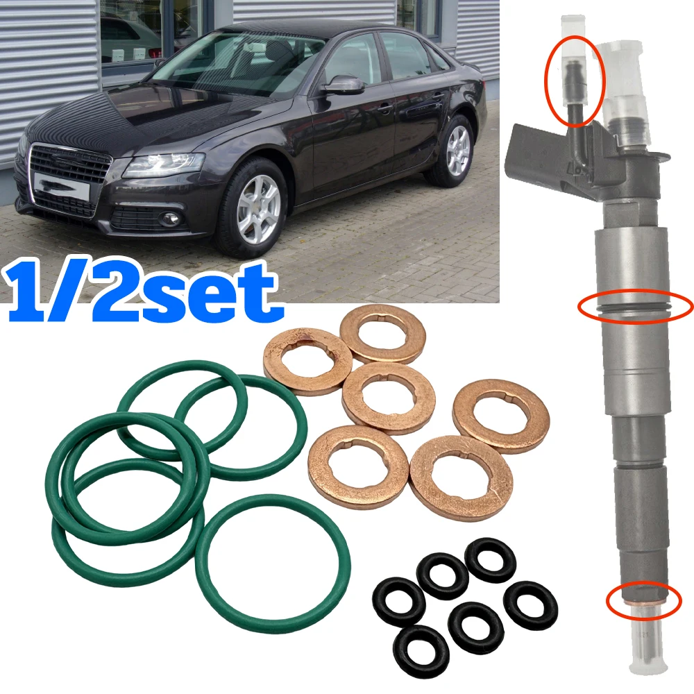 1/2SET for Audi A4 B8 Fuel Injector Nozzle Copper Gasket O-ring Seal Repair Kit 2.0 2.7 3.0 TDI Quattro Car Replace Parts Spare
