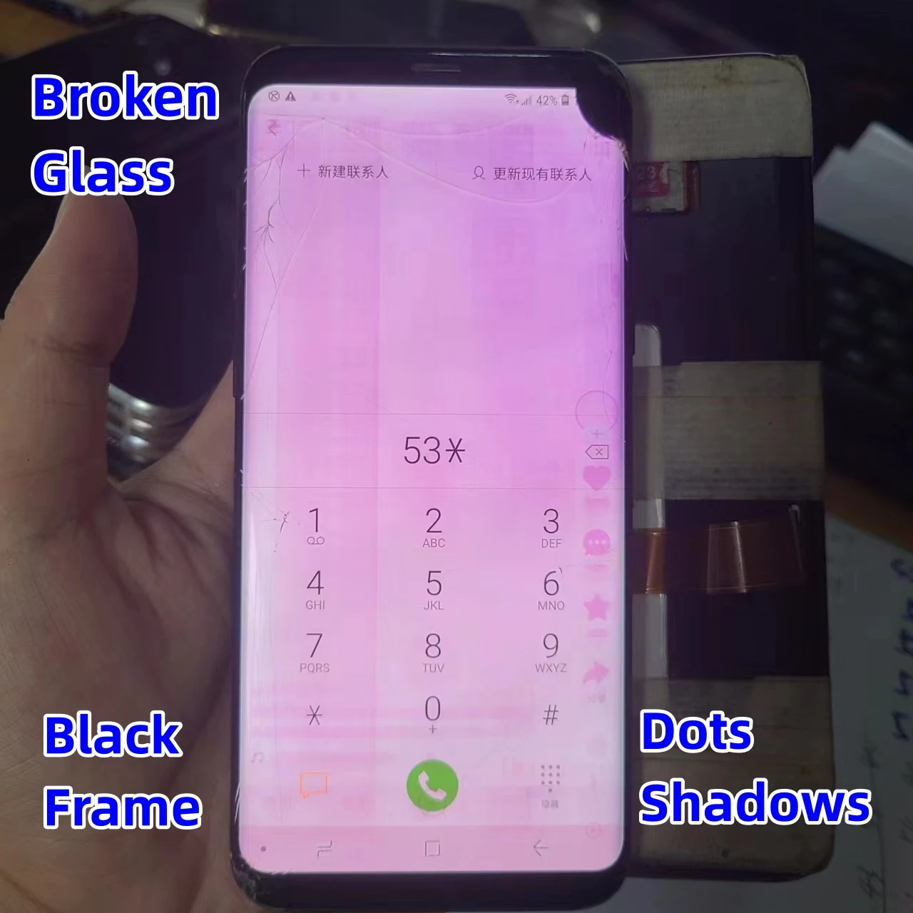 Tela de borda de reparo, vidro separado, prática lcd para samsung galaxy s8 + g955f g955a g955u s8plus toque de vidro quebrado ok ponto + linha