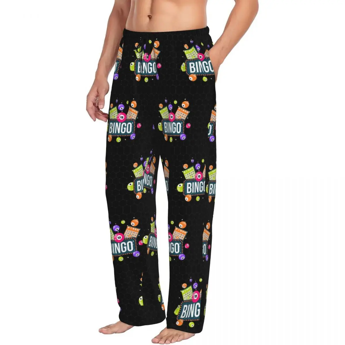 Custom Come For Bingo Game Pajama Pants Men Sleepwear Sleep Lounge Bottoms with Pockets