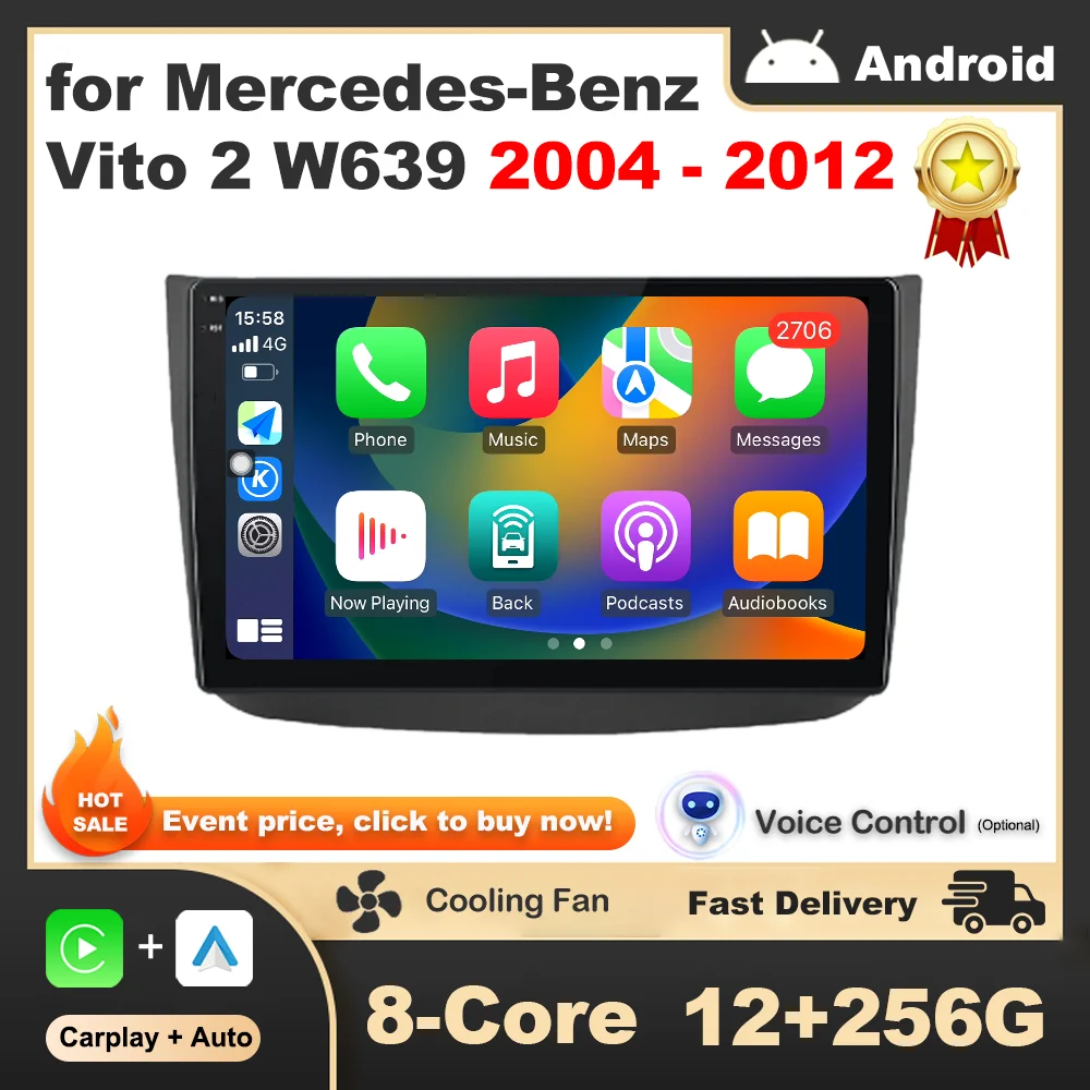 

10 inch for Mercedes-Benz Vito 2 W639 2004 - 2012 Car Multimedia Player GPS Navi Auto Accessories Android OS Wireless Carplay 4G