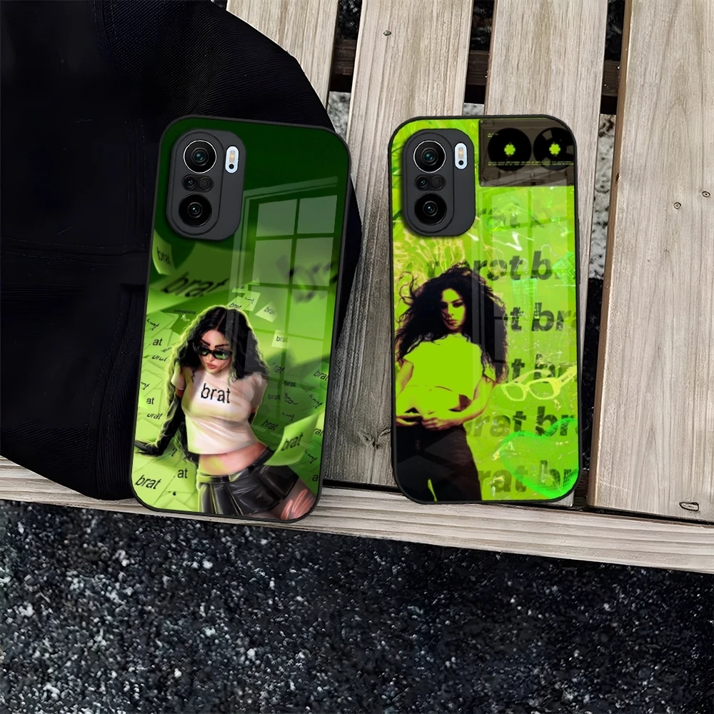 Singer C-Charli XCX Brat Phone Case for Redmi 12c 13c 12 13 Note 13 Pro Plus 11 12 Pro 10 11s 12s Tempered Glass Cover