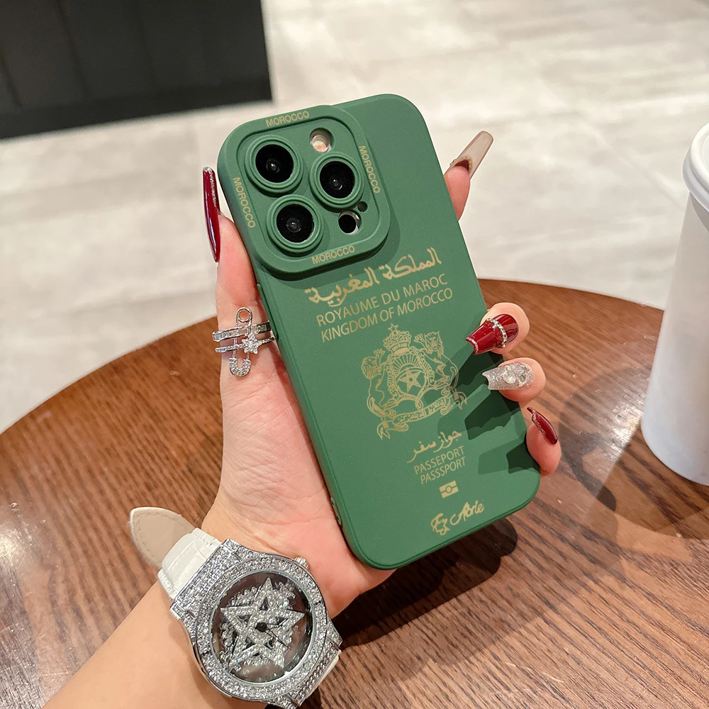 Luxury Morocco Passport Pupil Full Screen Case For iPhone 16 15 14 13 12 11 X XR Xs SE2 SE 8 7 Plus Pro Max Mini Silicone Cover