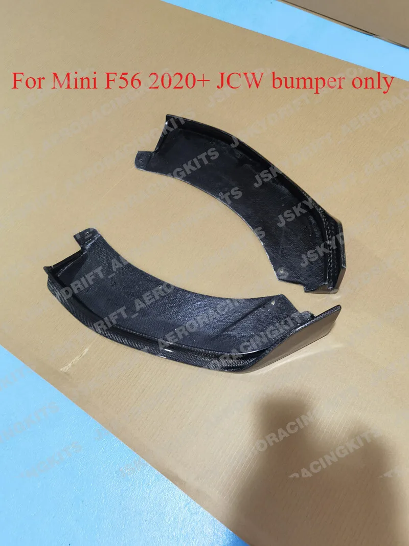 

For Mini F56 2020+ JCW Carbon Fiber Front Bumper Spats Extensions Addon 2pcs