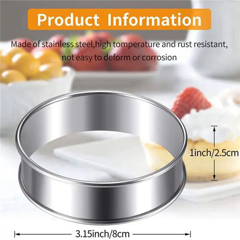 FLYY-30 Stück doppelt gerollte Tortenringe, runde Muffinringe, Crumpet-Ringe, kreisförmige Tortenringe für Zuhause, Restaurant, Backwerkzeuge – Detail 6