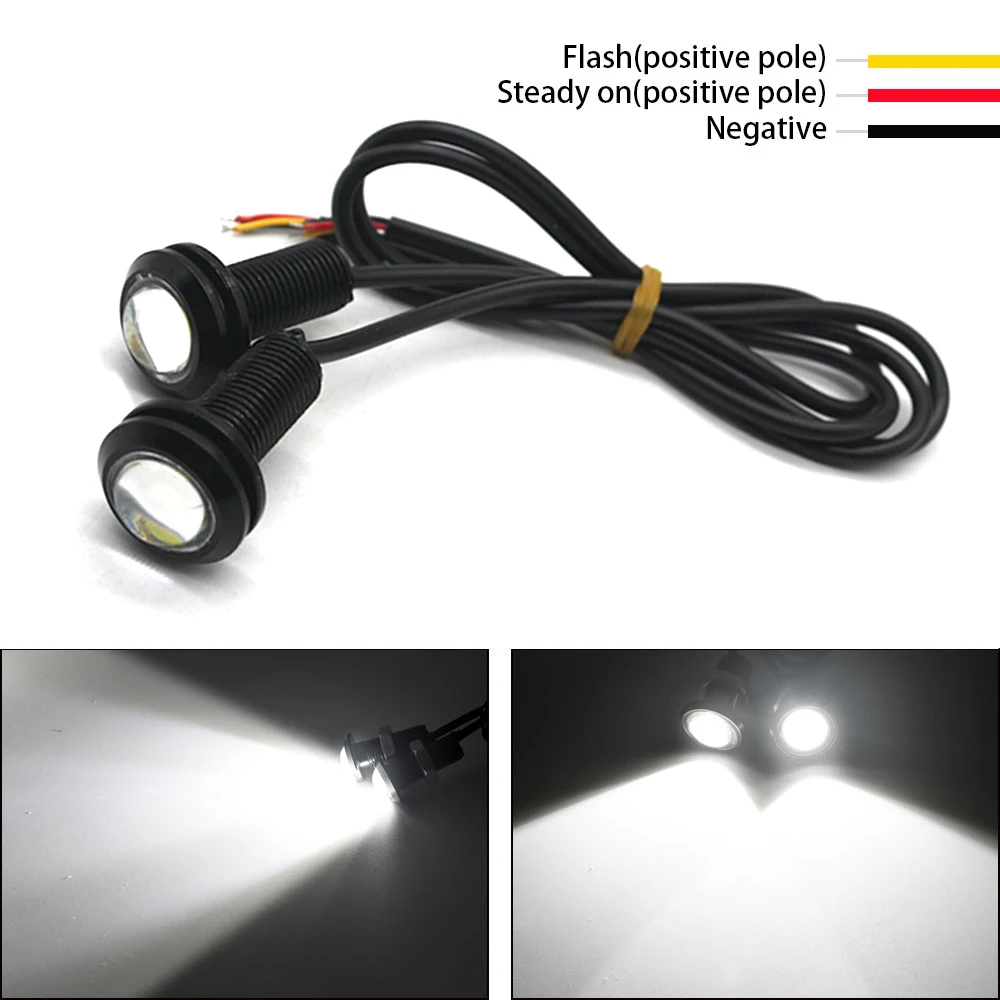 2Pcs Strobe Car led Hawkeye Lights Grille Signal Lights 18mm led Eagle Eye lamp DRL Daytime Running Light for car motorcycle 12v