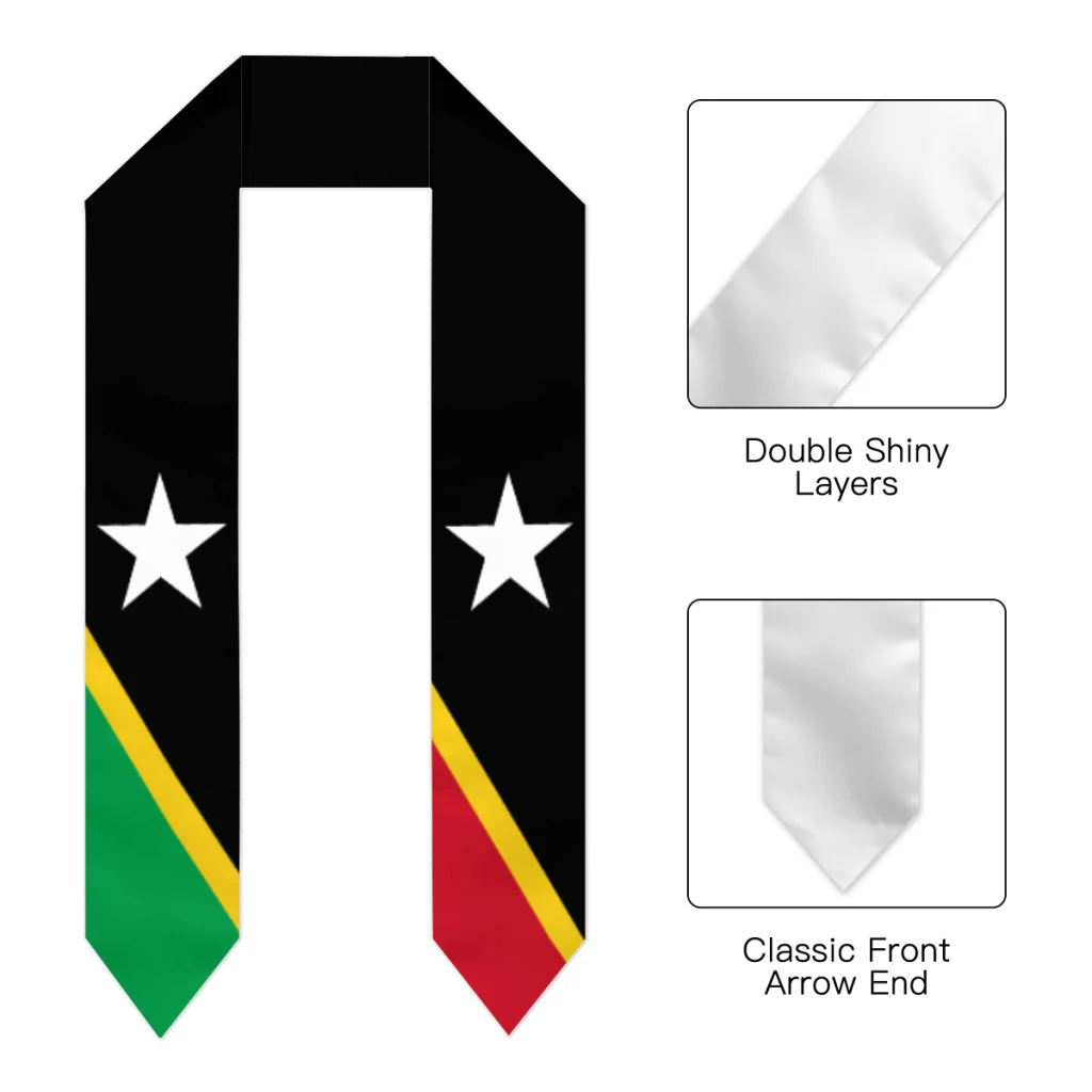 Custom Name Or Logo Saint Kitts and Nevis Flag Scarf Graduation Stole Sash International Study Abroad Class of 2023 Shawl