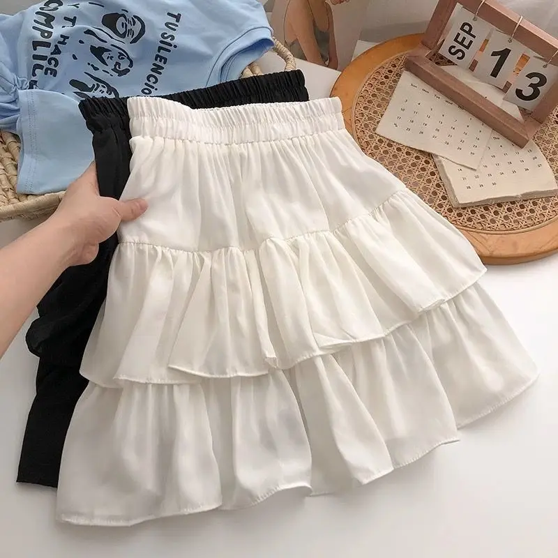 

plus Size Women's Summer ort Skirt Loose Fitting Anti-Light Fluffy Design Slimming Effect Polyester Fiber Thin Sle