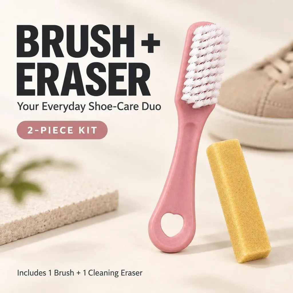 Shoe Care Cleaning Kit, 2-Piece Suede Shoe Brush & Cleaning Eraser Set, Sneaker Stain Remover for Suede & Nubuck Leather Shoes