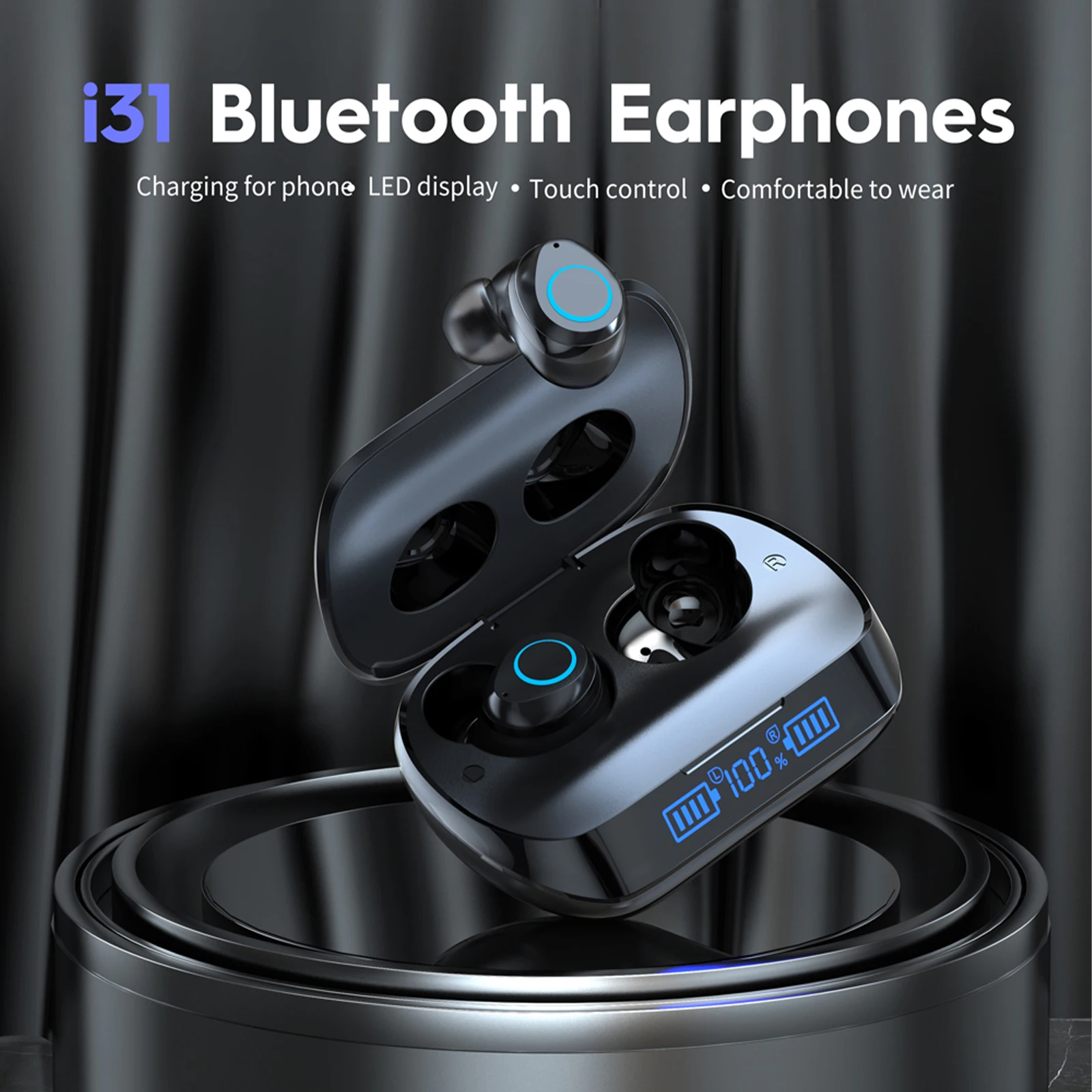 

Wireless Headphones i31 TWS Bluetooth Earphones Ear Headphones Ultra Long Standby Running Sport Earburd Music Headset with Mic