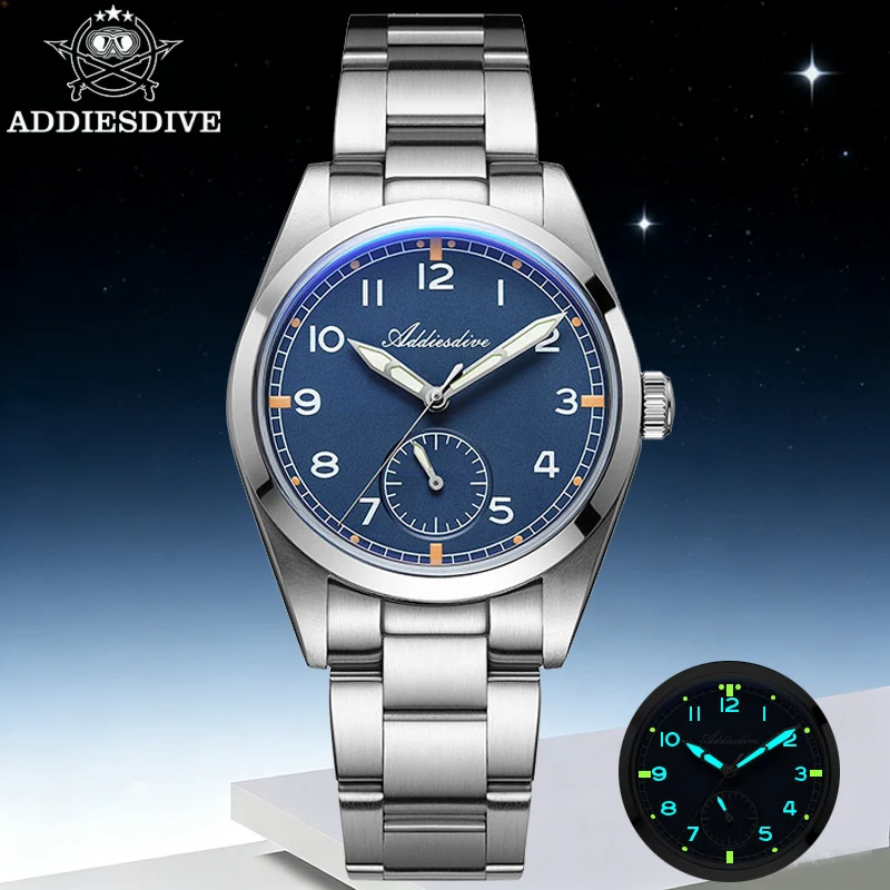 

ADDIESDIVE Men's Watch 36mm Waterproof 100m Quartz Wristwatch AD2099 Super Luminous Domed Bubble Glass Stainless Steel Watches