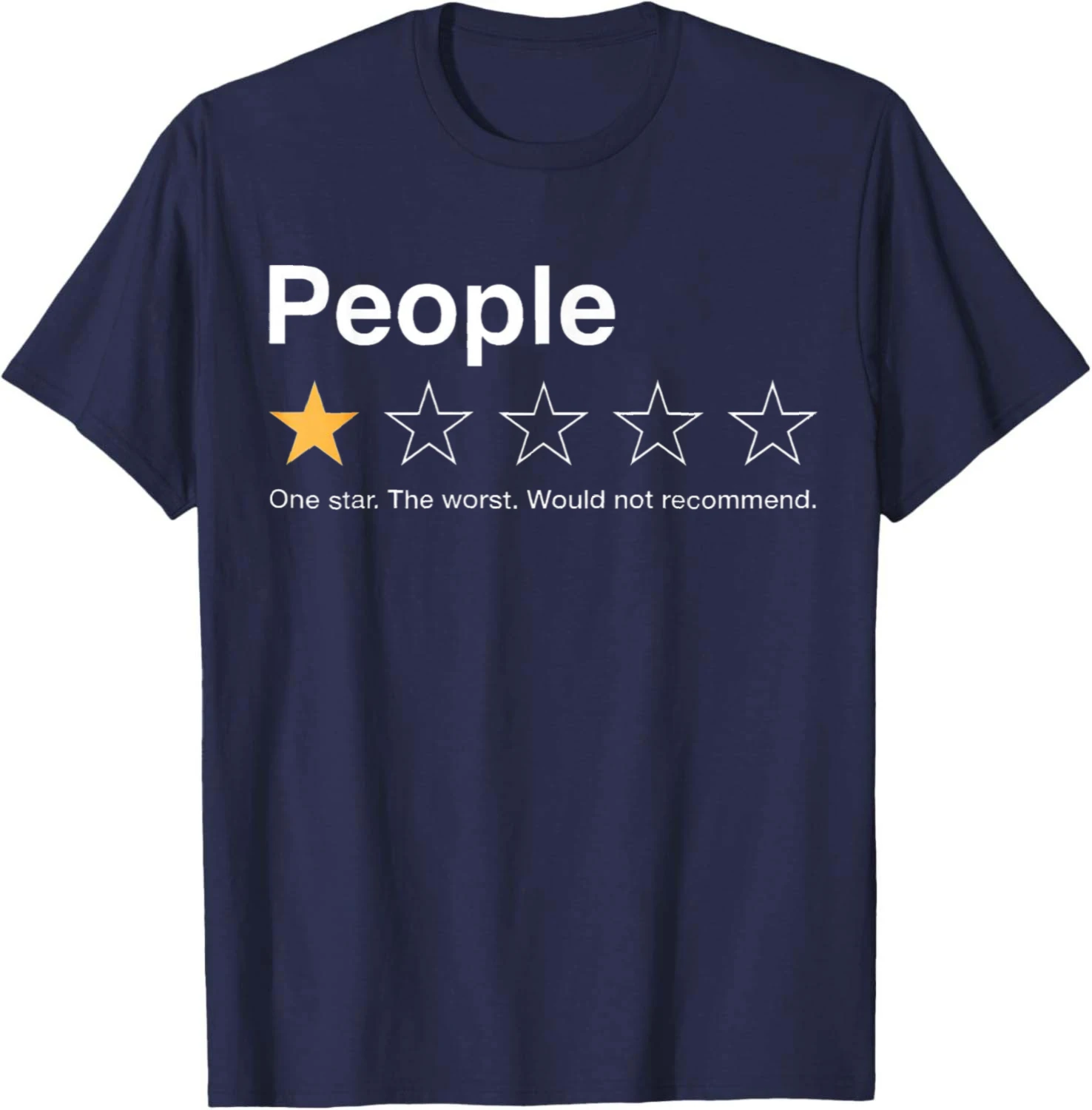People One Star Rating Would Not Recommend Introvert T-Shirt Tees for Men and Women Cotton Graphic Tee Funny Sarcastic Quote