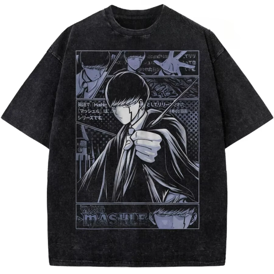 Mashle Magic and Muscles Mash Burnedead Anime Manga T-shirt Women Cotton Vintage Washed Graphic Print Short Sleeve Hip Hop Top