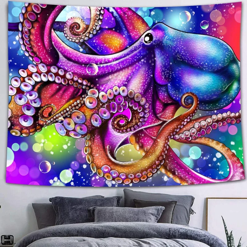 VIKAMA Traumhafter abstrakter Cthulhu-Druck-Wandteppich, für Wohnzimmer oder Schlafzimmer, Heimdekoration, Wandbehang, waschbar und schmutzabweisend