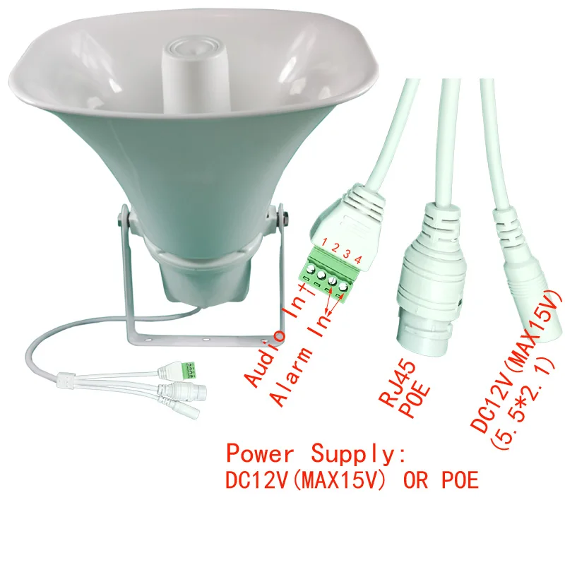 30W Poe Outdoor Powered Amplifier Waterproof Network TCP Ip Horn Speaker DC12V Audio Public Address System