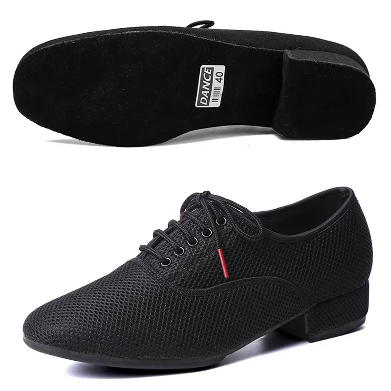 Men's Latin Dance Shoes Men Salsa Jazz Dance Boys Ballroom Modern Tango Shoes Mesh Black Soft Sole Man Tennis Training 39-46