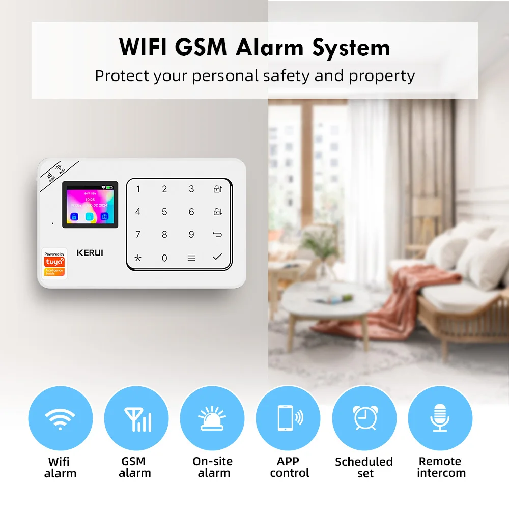 KERUI W181 新型パネルホストホームアラームシステム ワイヤレスWiFi GSM 盗難防止アラーム Tuyaスマートライフ 家族の安全な生活を守る
