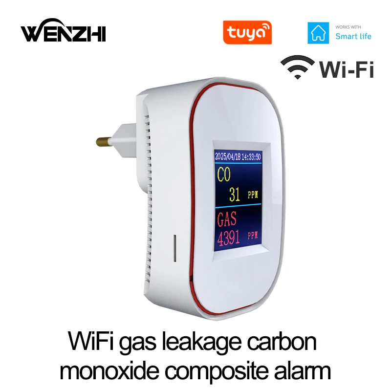 Wifi Gas Leak Sensor Carbon Monoxide Detector CO Siren Alarm Monitor Display Home Kitchen Safety And Protection Tuya Smart Life
