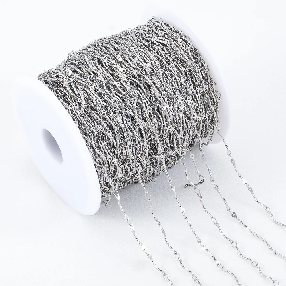 1Meter Stainless Steel 3mm Thick Link Chains Hanging 2.5mm Bead for DIY Men Necklace Bracelet Bag Chain Jewelry Making Wholesale image 3