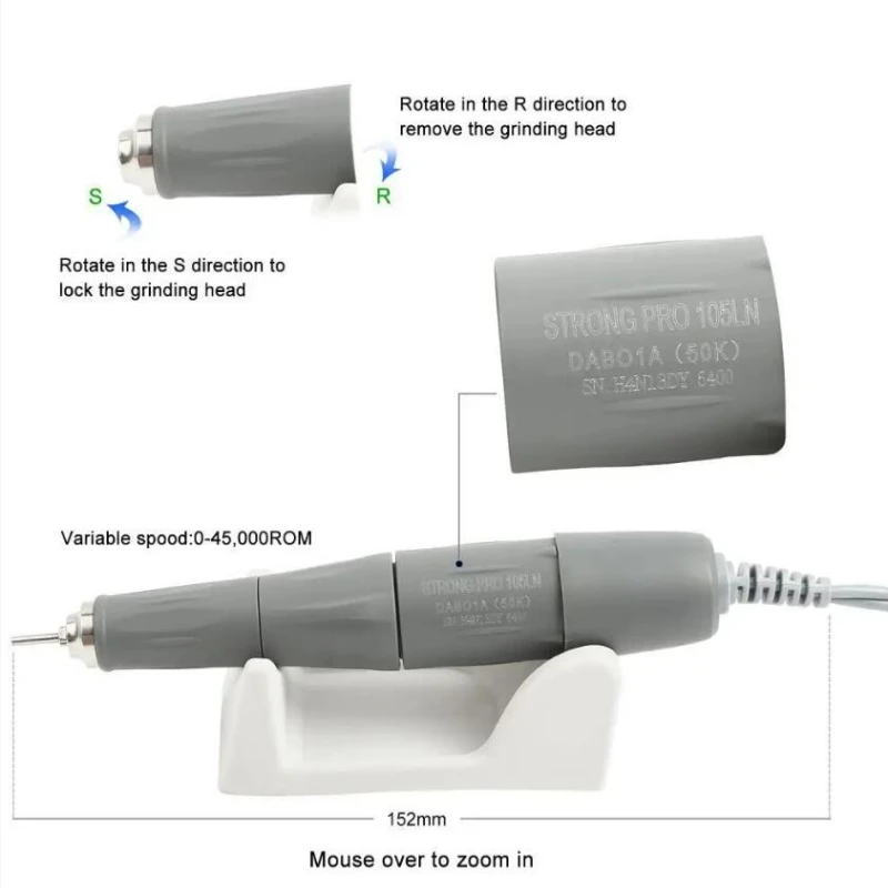 Perceuse à ongles électrique, kit de manucure et pédicure, pièce à main, lime à ongles, équipement de bain, 50000 tr/min, 65W, 210, 207B, N64.Art, outil, nouveau