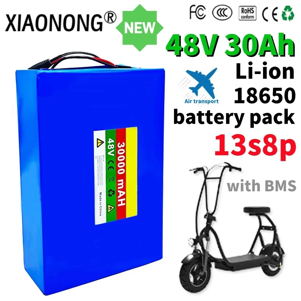 

13S8P 48V 30000mAh Li-ion Rechargeable Battery Pack 2000W Electric Bicycle Battery with Built-in 50A BMS With 54.6v 2a Charger