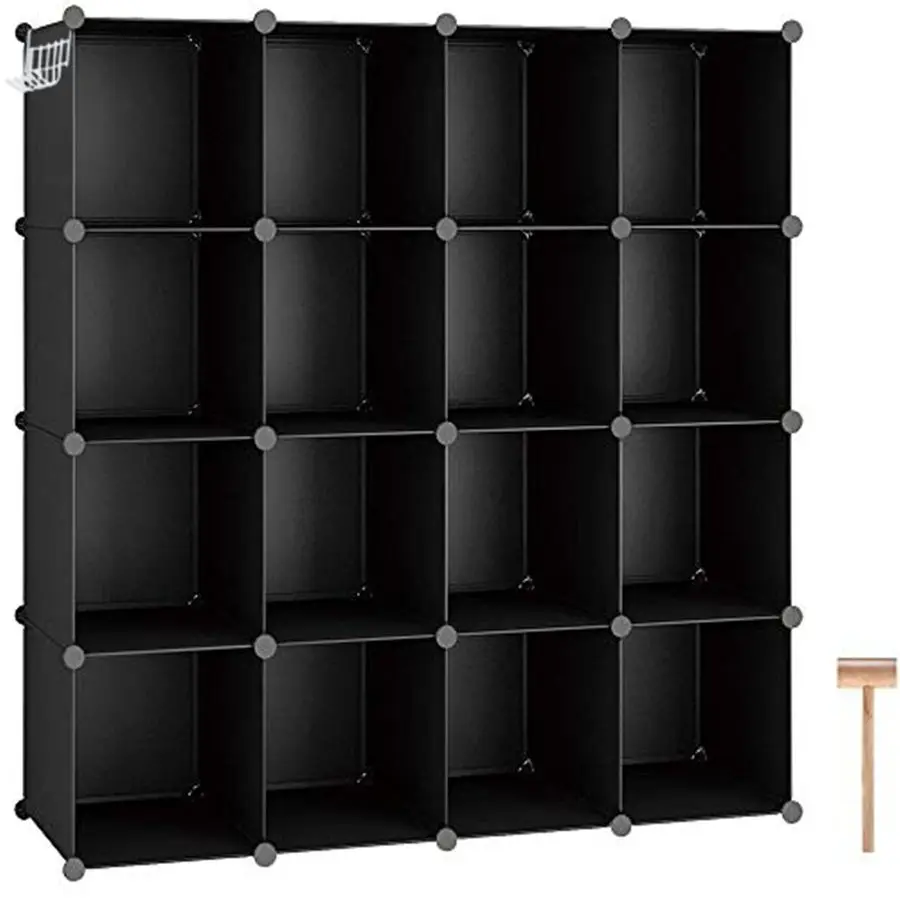 

Cube Storage Organizer, 16Cube Shelves Units, Plastic Storage Cubes, DIY Closet Organizer, Modular Closet Storage Shelves Ideal