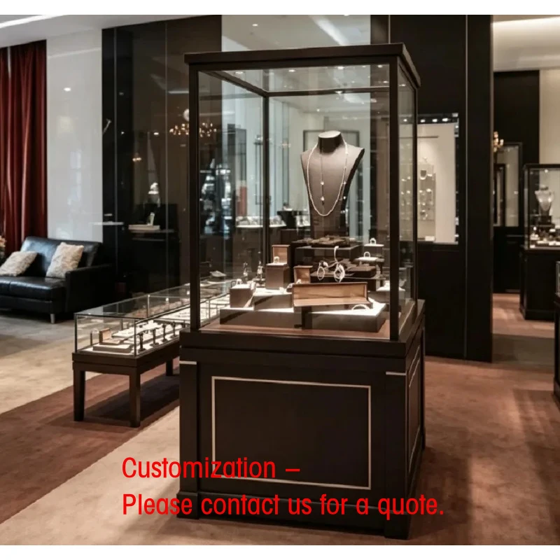 

custom.High-end Custom-made Dark-colored Jewelry Standing Display Cabinet