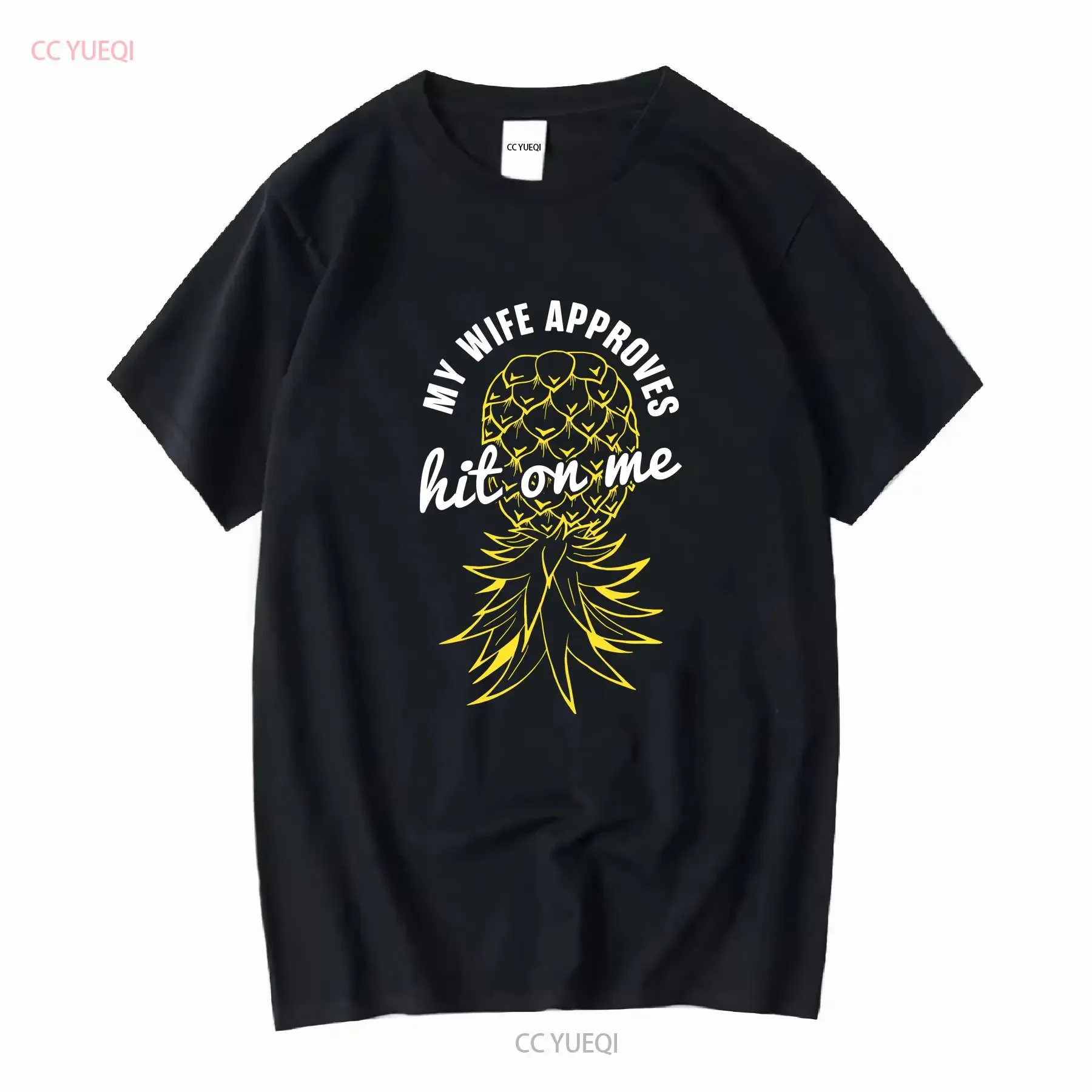 Swinger My Wife Approves Hit On Me Funny Upside Down Pineapple Men's T Shirt vintage Washed Stretched homme Soft Breathable