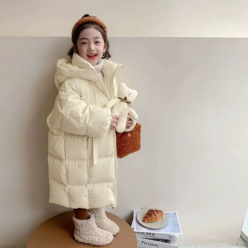 

Зимняя хлопковая куртка для девочек, новинка 2026, стильное пуховое пальто больших размеров для подростков, тяжелое хлопковое пальто средней длины