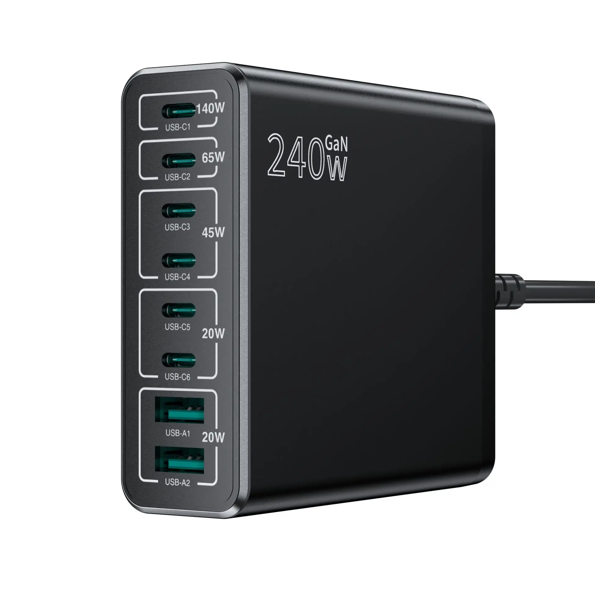 240w-8-ports-pd-fast-phone-charger-station-desktop-usb-charger-for-laptop-tablet-iphone-mobile-phone-fast-charging-cable