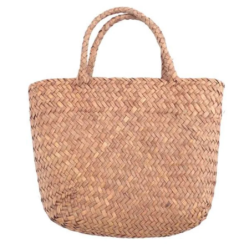 Casual Straw Bag Natural Wicker Tote Bags Women Braided Handbag For Garden Handmade Mini Woven Rattan Bags