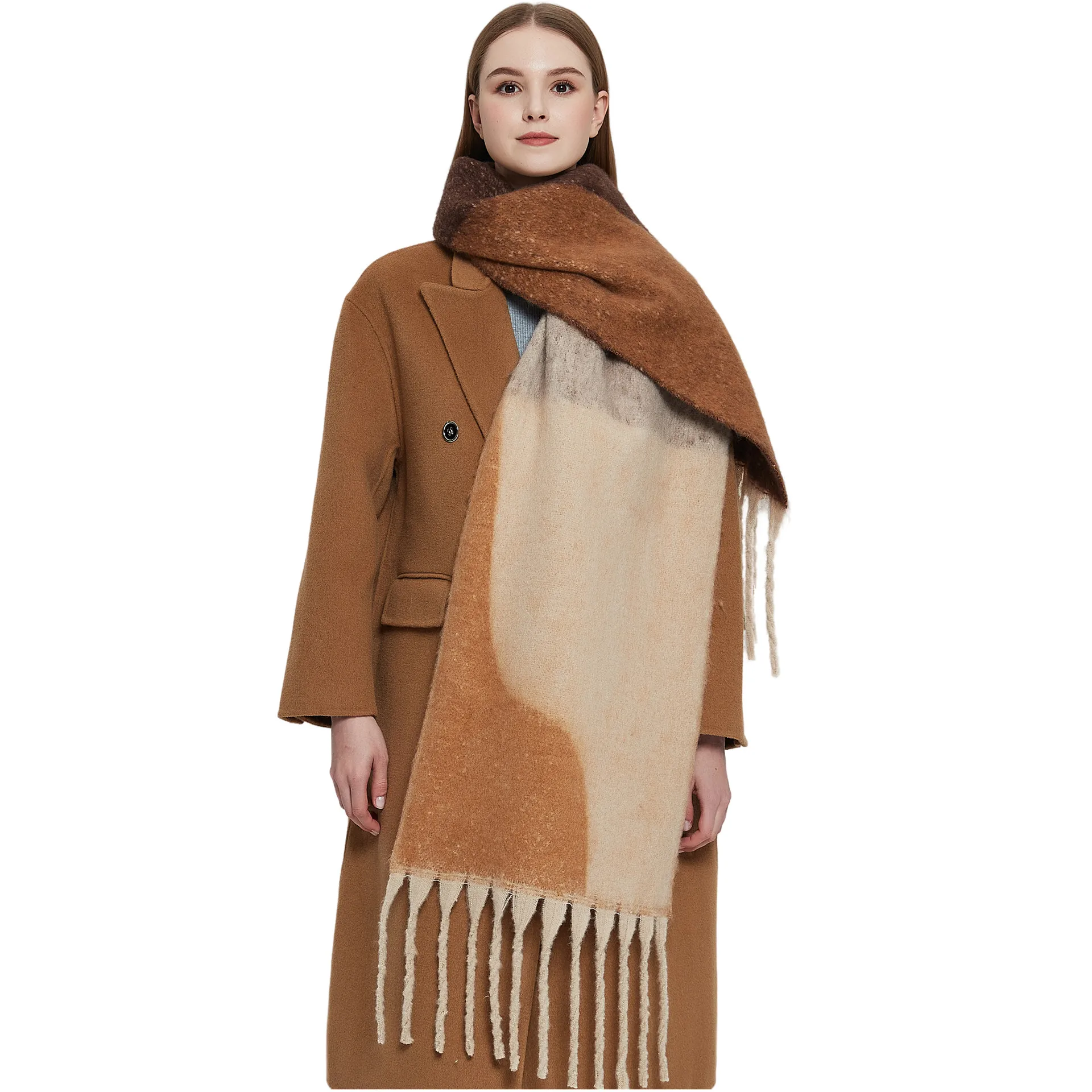 

Women's Winter Scarf Ladies Plaid Cashmere Warm Shawls and Wraps Long Tassels Pashmina Blanket Scarves Foulard E965