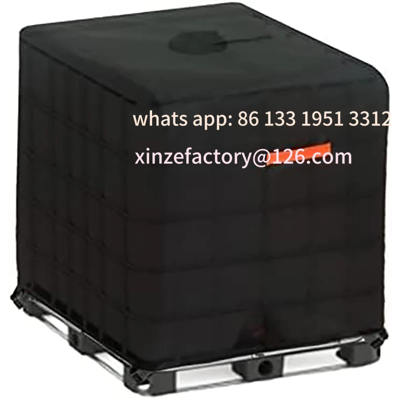 Customizablewatertank protection cover zipper 420D heavy waterproof sunscreen material 1000L outdoor IBC Tote cover 330 gallon z