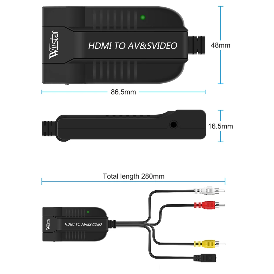 BEST SOLUTION VX8812 1080p HDMI To AV/S Video Adapter S-Video,hdmi2av+s CVBS Video Converter, hdmi-co to av&svido rca