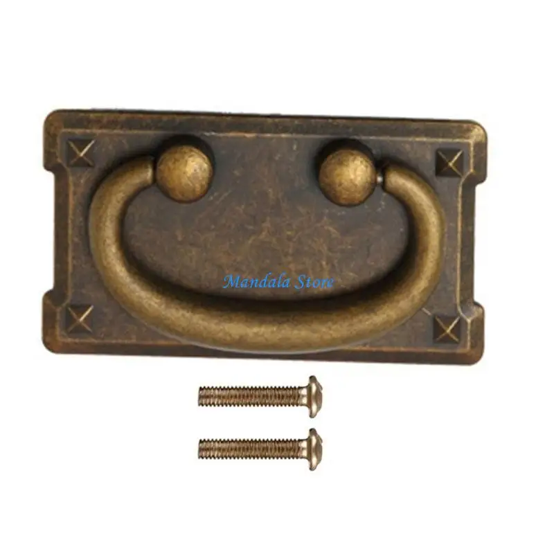 U2JC Antique Drawer Pull Zinc-Alloy Dressers Knob Cupboard Handle Vintage Furniture Decor Handle Square Bedside Cabinet Pull
