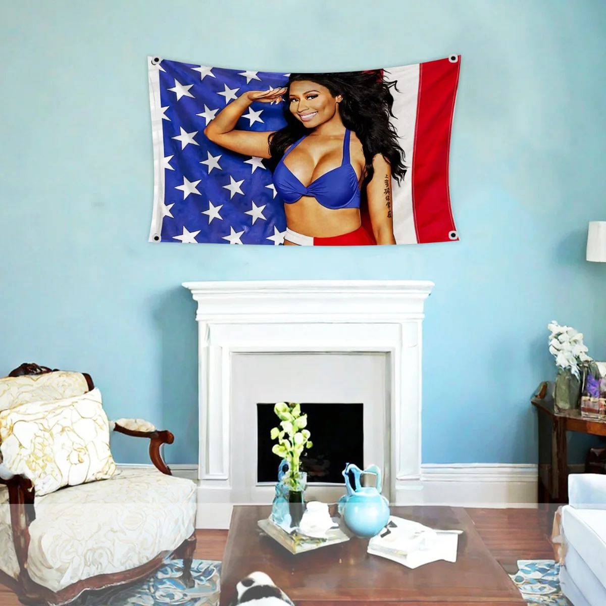 نيكي ميناج العلم ألوان زاهية مزدوجة مخيط وحلقات نحاسية 3x5 FT 90x150 سنتيمتر راية الموسيقى المغني ستار ديكور فني أعلام