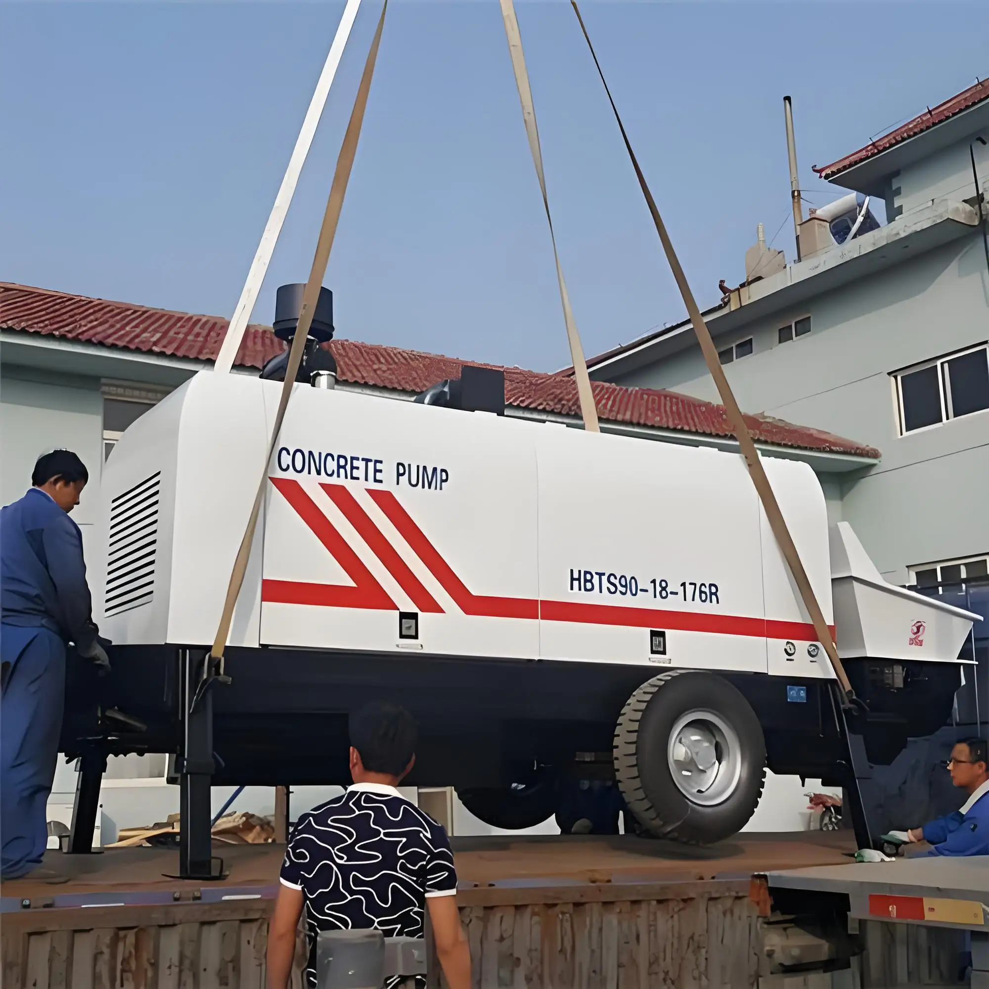 Fabricação nova bomba de concreto de potência de motor elétrico/diesel 90m3 com tubos de entrega de 100 metros bomba poderosa de boa qualidade